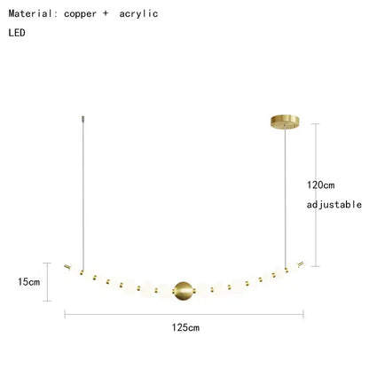 Modern gold and white acrylic led chandelier living room pendant light with curved copper and acrylic decorbites acrylic led design