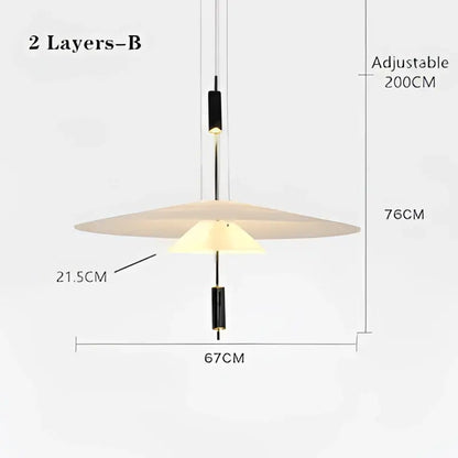 Modern two-tiered matte black and off-white pendant light from decorbites designer saucer ufo collection for living room decor