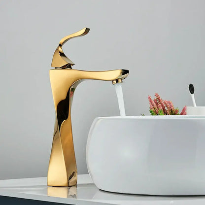 Modern gold angular basin faucet with polished metallic finish ideal for bathroom decorbites black bronze style