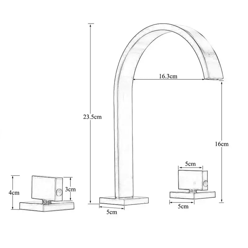 Modern chrome-finished basin faucet set with dual handle and sleek curved spout for bathroom mixer use