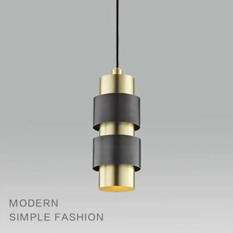 Modern gold arched glass bar pendant lamp with alternating brass and matte black rings for decorbites glass bar pendant
