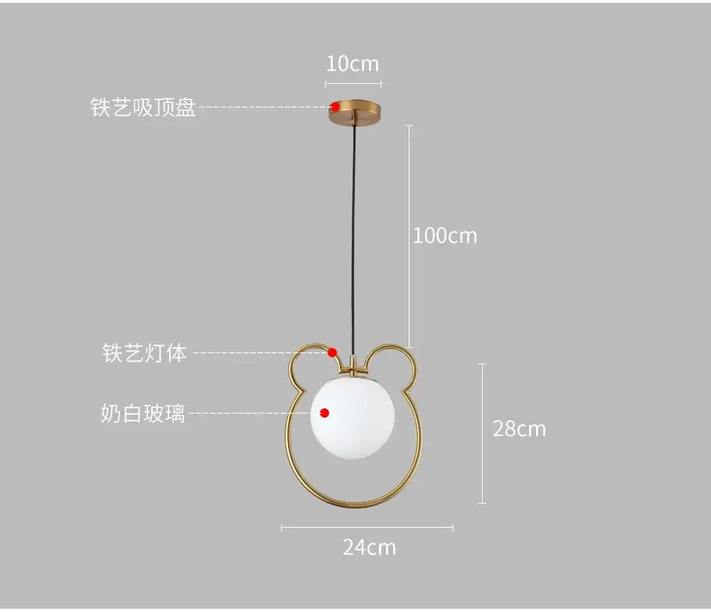 Modern gold arched glass bar pendant lamp with gold-toned iron frame and milk-white bear head bulb for kitchen decorbites glass bar pendant