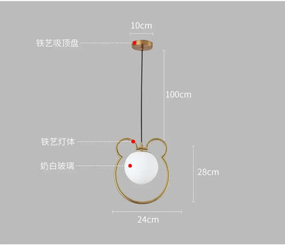 Modern gold arched glass bar pendant lamp with gold-toned iron frame and milk-white bear head bulb for kitchen decorbites glass bar pendant