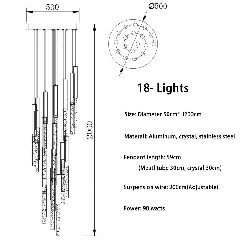 Modern gold art deco crystal led chandelier with 18 lights aluminum crystal stainless steel decorbites crystal led design
