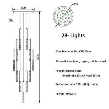 Modern gold art deco decorbites crystal led chandelier with 18 aluminum and crystal lights for living room decor