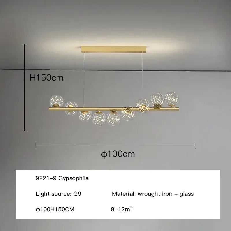 Modern gold ball g9 led ceiling chandelier with glass ball globes and wrought iron frame for dining room decorbites glass ball