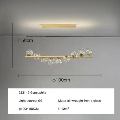 Modern gold ball g9 led ceiling chandelier with glass ball globes and wrought iron frame for dining room decorbites glass ball