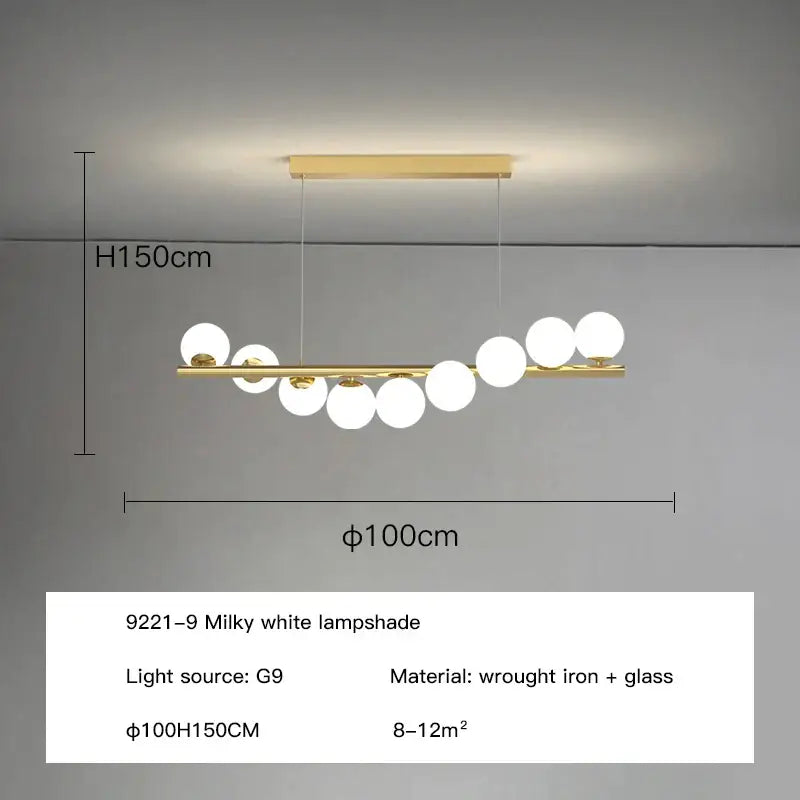 Modern gold ball g9 led ceiling chandelier with decorbites glass ball lampshades for dining room lighting decor