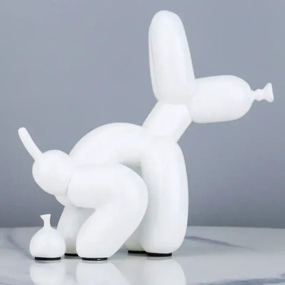 White balloon dog statue with smooth glossy finish and minimalist design resin art sculpture for living room decor