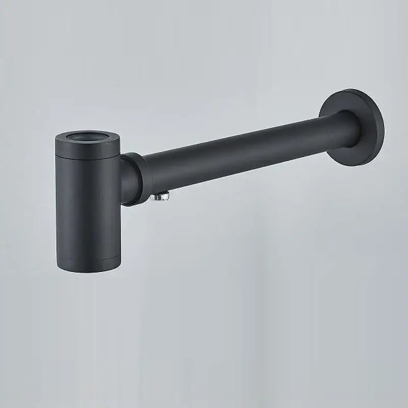 Black matte finish wall-mounted sink drain pipe with sleek modern design for modern gold basin tap kit bathroom hardware