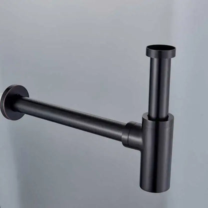 Modern gold basin tap siphon kit with a black matte-finished sink drain pipe featuring a sleek, modern design