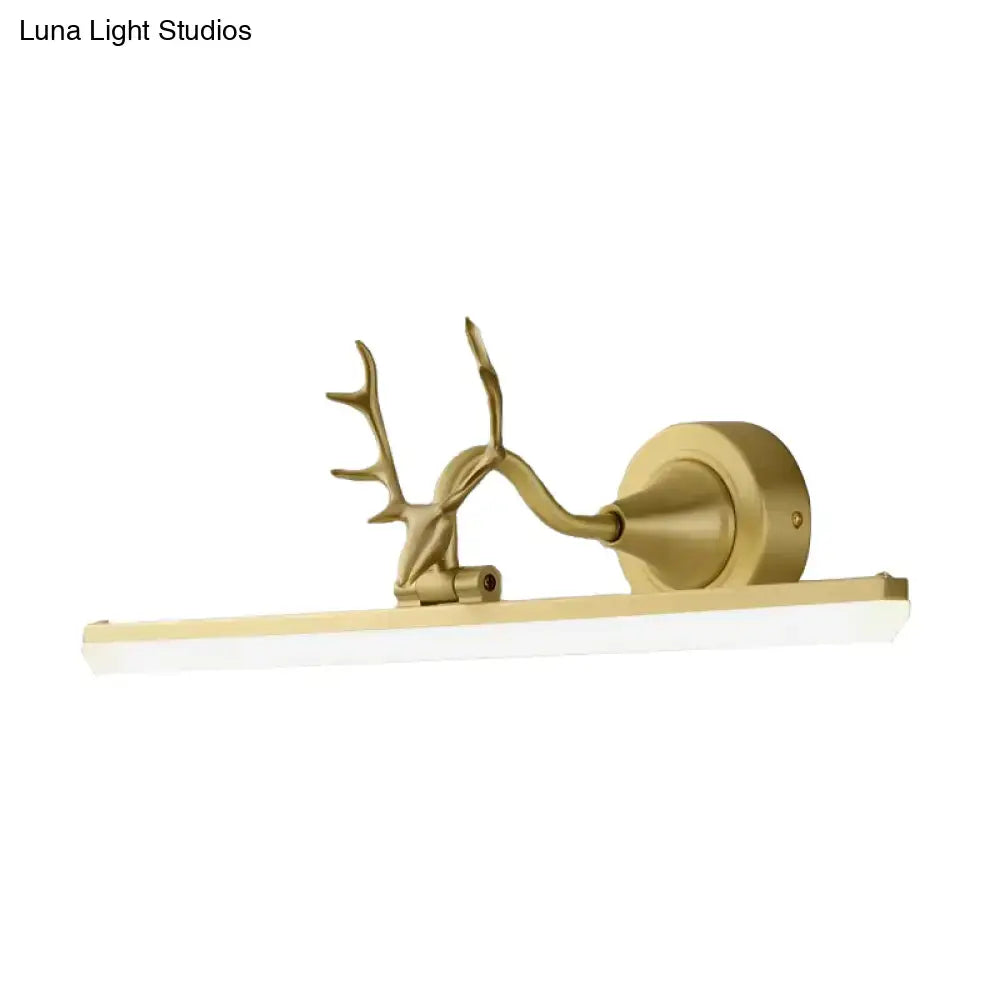 Modern gold and black antler vanity sconce light with integrated led light bar for bedroom wall lighting