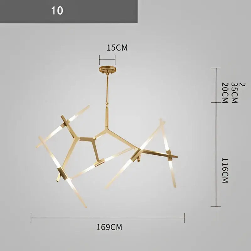 Modern gold and black branch suspension pendant light with gold-toned geometric arms and integrated led lights for dining room decorbites branch suspension