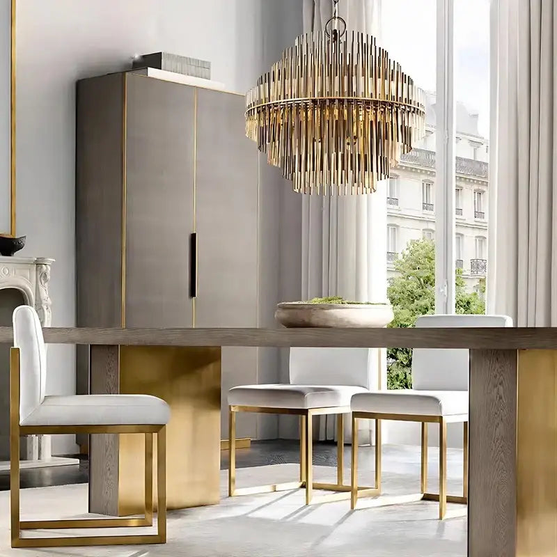 Modern gold and black brass pendant light with slender vertical rods in a circular pattern for dining room decorbites brass pendant