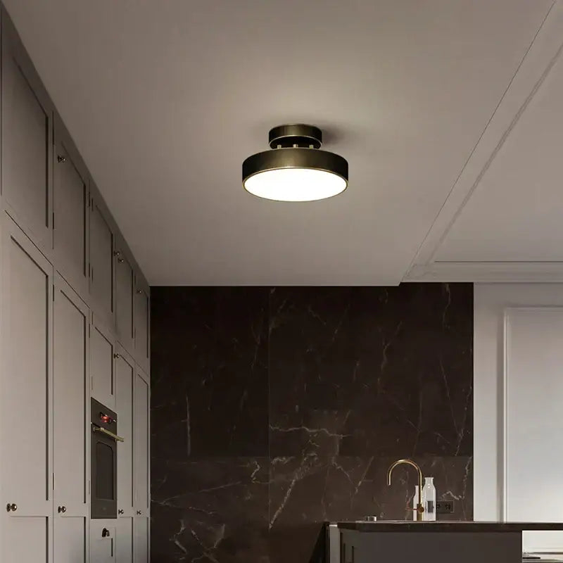 Modern black copper led ceiling light with matte circular design and frosted glass diffuser for living room decorbites black copper