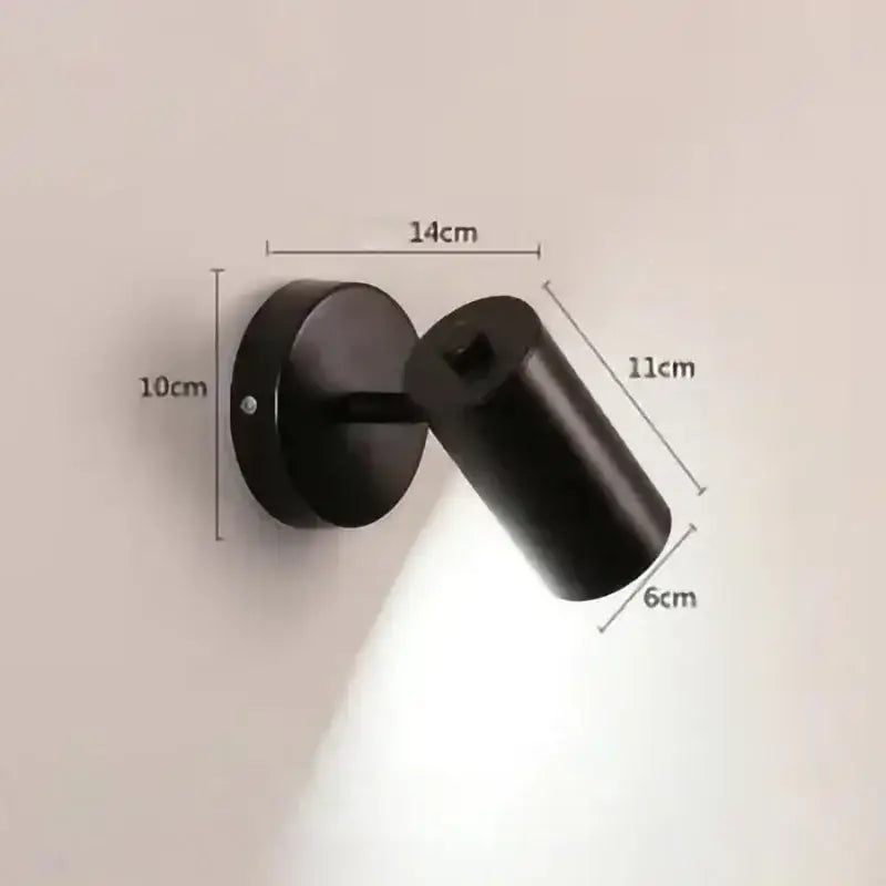 Modern gold and black cylindrical led wall lamp with black matte adjustable spotlight for living room decorbites gold led design
