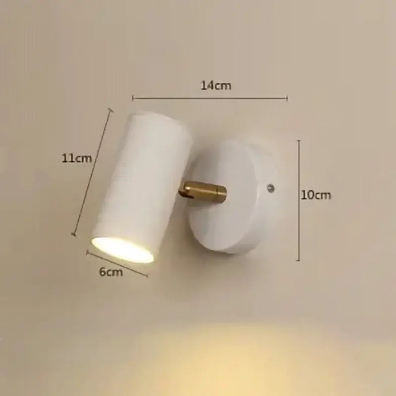 White cylindrical wall lamp with brass adjustment knob modern decorbites gold led for living room lighting