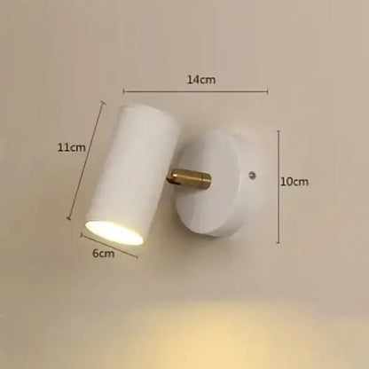 White cylindrical wall lamp with brass adjustment knob modern decorbites gold led for living room lighting