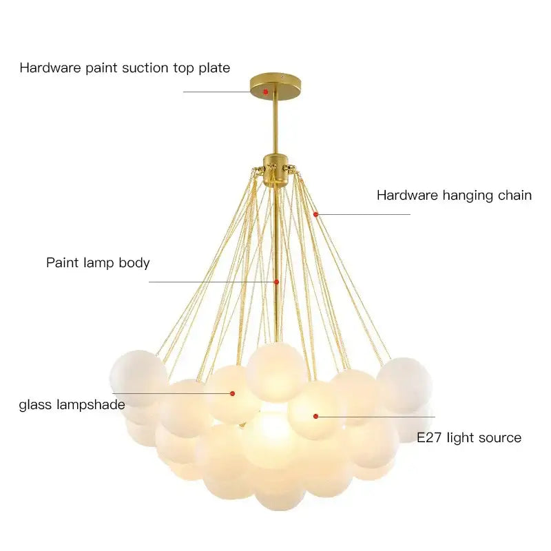 Modern gold and black frosted glass ball chandelier with multiple lampshades for dining room decorbites frosted glass