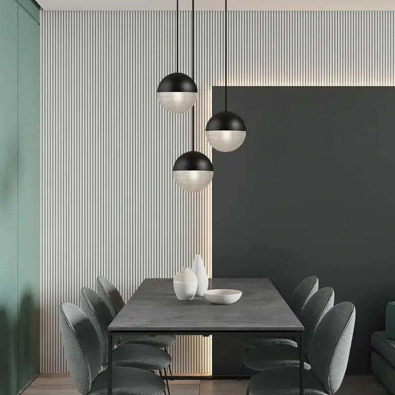 Modern gold and black glass ball led pendant light with frosted spherical glass for stylish bedroom decorbites pendant light