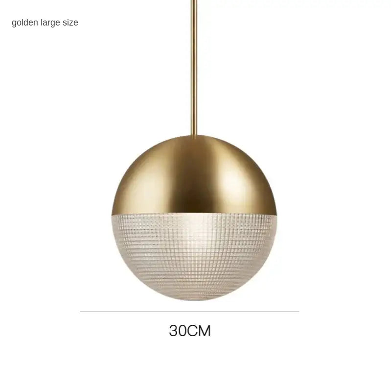 Modern gold and black decorbites glass ball led pendant light with polished metal and textured glass for bedroom decor