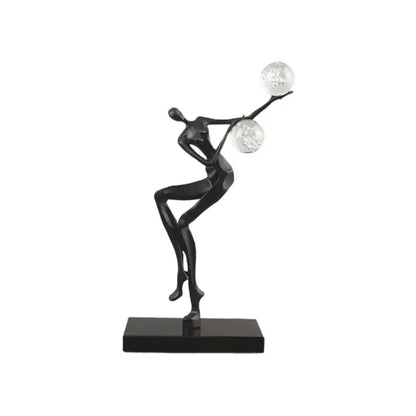 Black abstract golden man sculpture with crystal ball decorbites golden man for modern living room decor