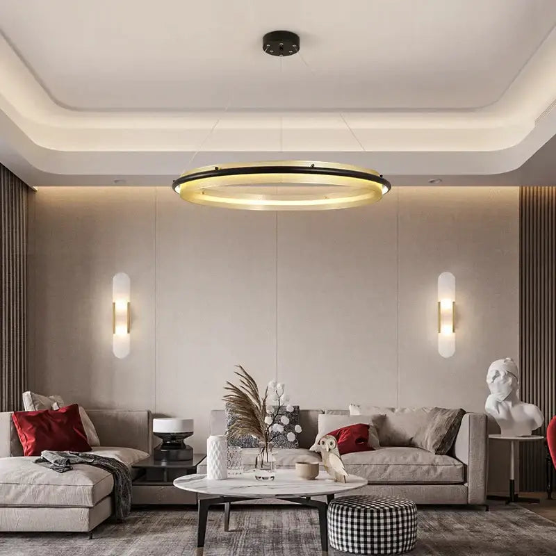Modern gold and black decorbites honeycomb round pendant light with sleek circular frame for dining room decor
