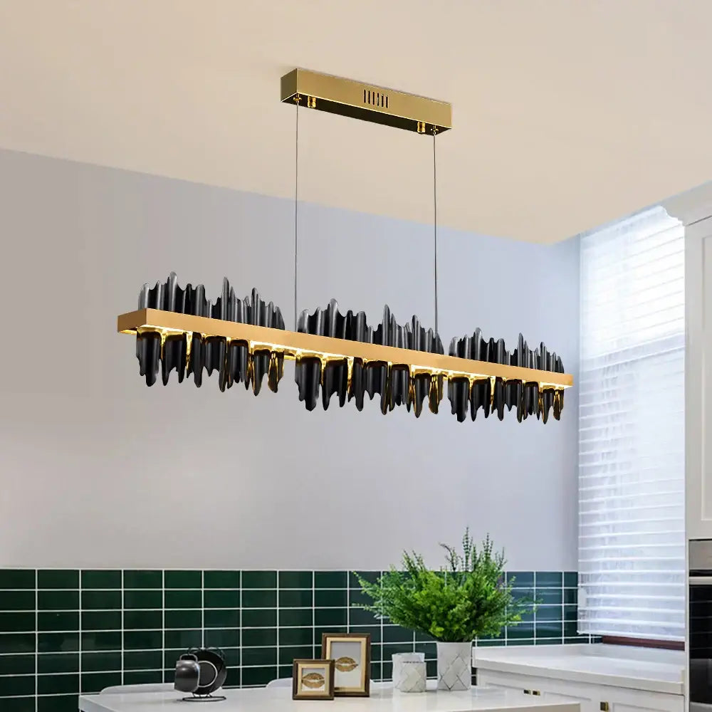 Modern gold and black iceberg design led chandelier with sleek rectangular design for dining room decorbites iceberg design