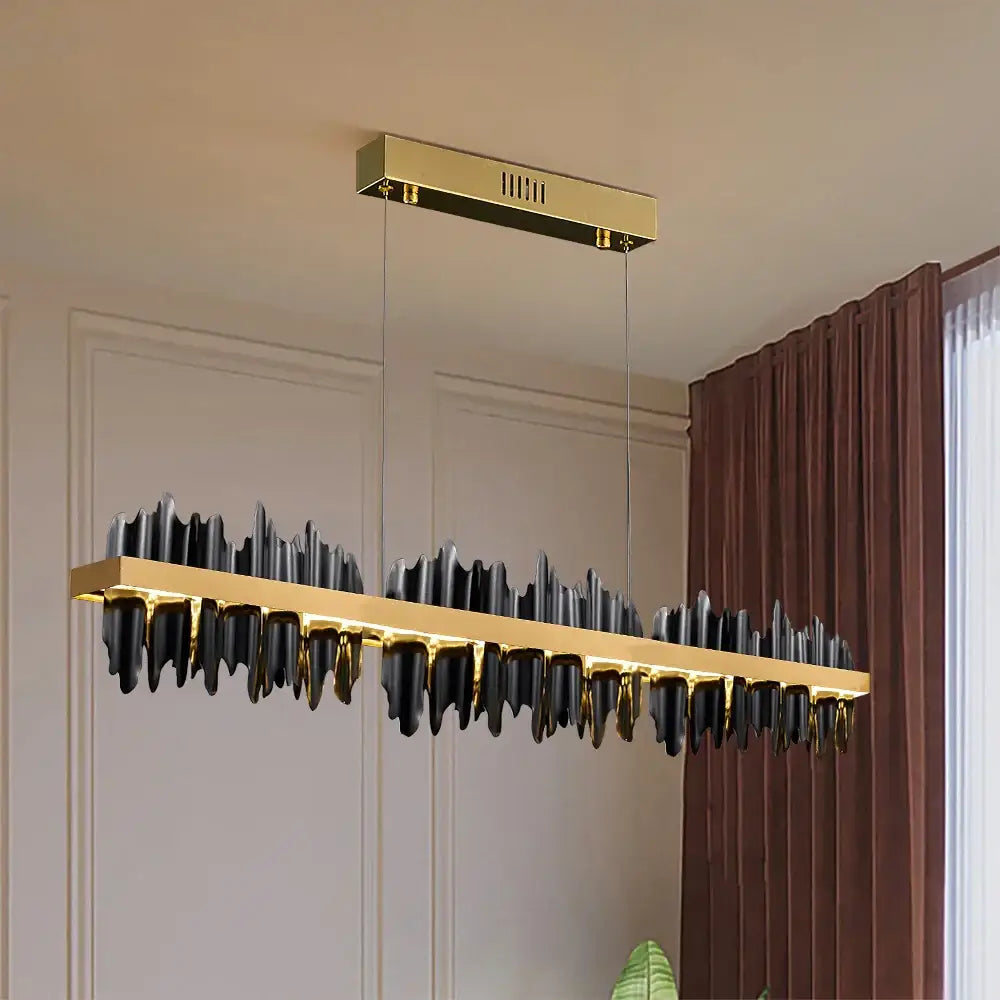 Modern gold and black geometric iceberg design led chandelier with sleek design for dining room decorbites iceberg design