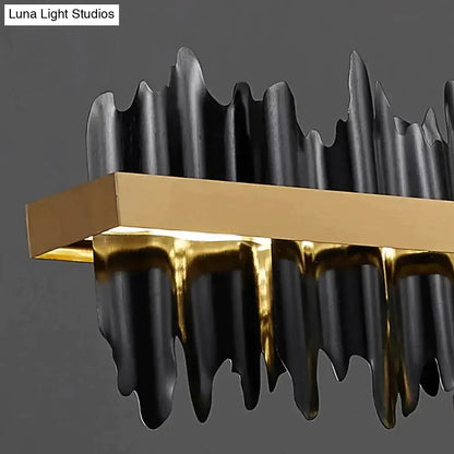 DecorBites™ Irene black and gold metallic led chandelier lighting with sculptural dripping wave design for dining room