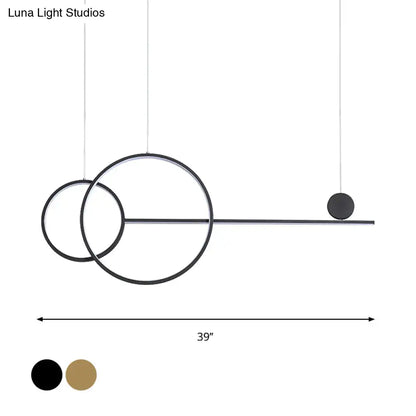 Modern black circular pendant light fixture by DecorBites with minimalist gold line design bulb included 220v-240v