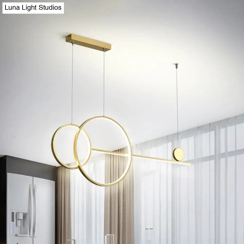Modern gold-toned circular pendant light with led illumination bulb included 220v-240v for nordic island lighting