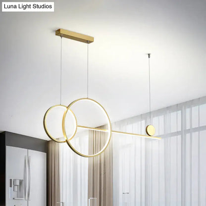 Modern gold-toned circular pendant light with led illumination bulb included 220v-240v for nordic island lighting