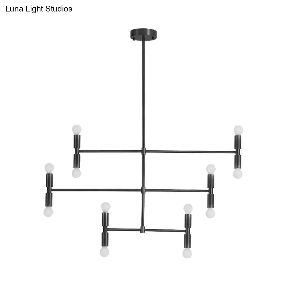 DecorBites™ modern gold black led island light with rotatable arms and frosted globe bulbs for living room use