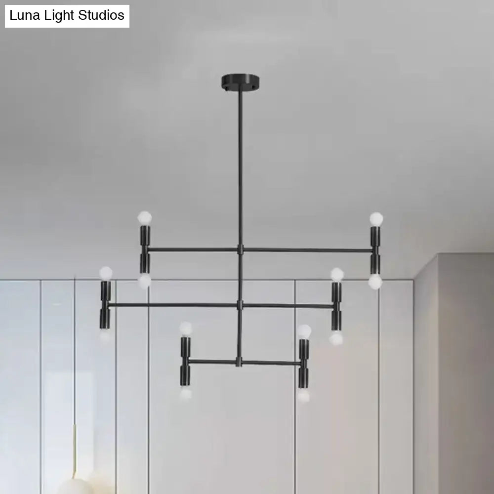 Decorbites modern led island light with gold black geometric grid design and rotatable arms ideal for living room