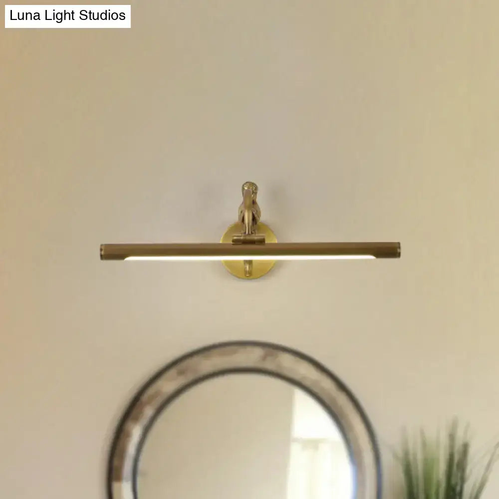 Modern gold and black wall sconce with a sleek rectangular bar design and fixture height for bathroom vanity bulb included