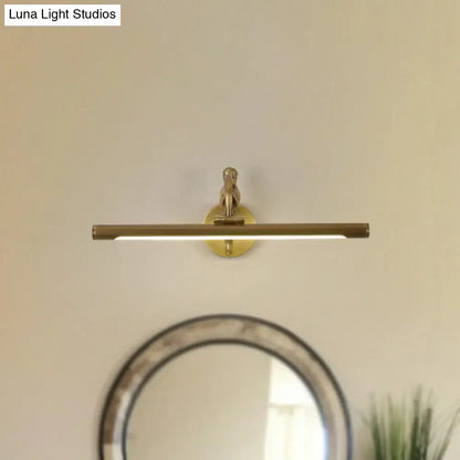Modern gold and black wall sconce with a sleek rectangular bar design and fixture height for bathroom vanity bulb included