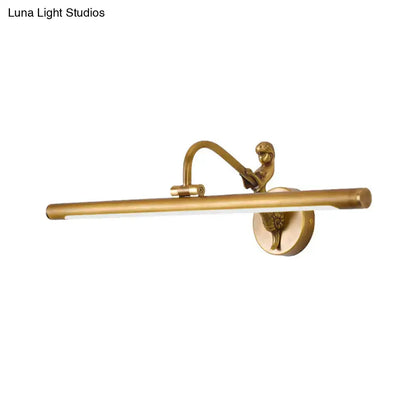 Modern gold and black led wall sconce with sculpted bird figure holding lamp arm and inches fixture height