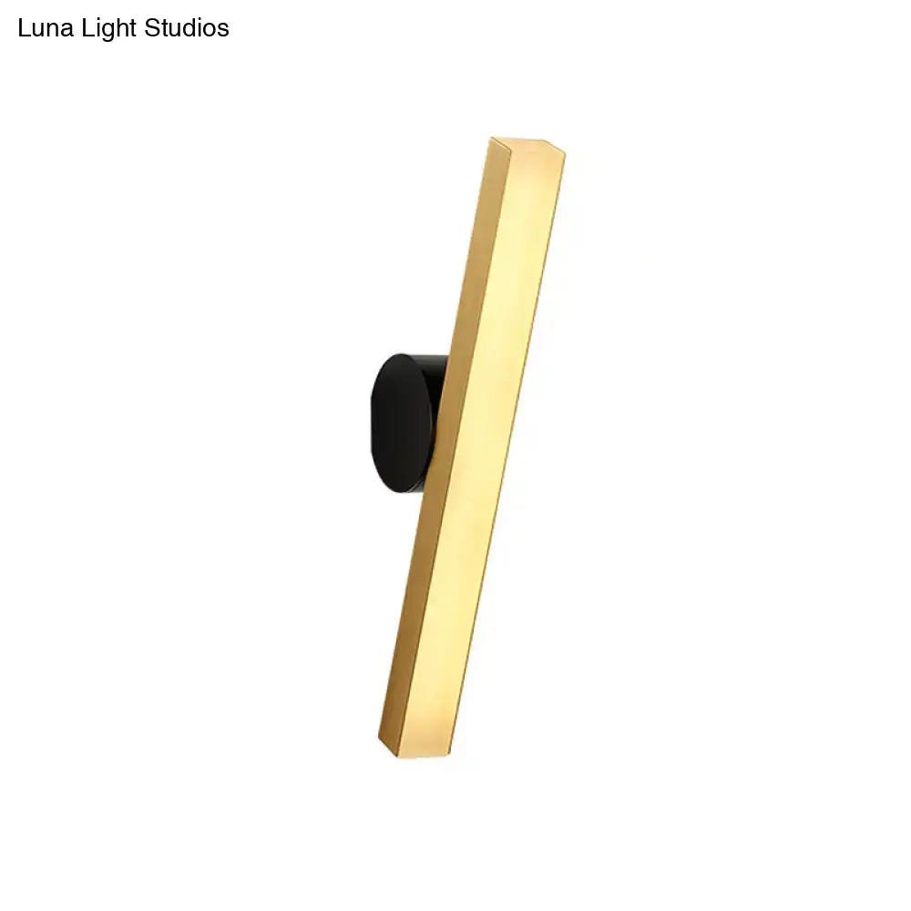 Modern gold and black led wall sconce with sleek metallic finish and black base highlighting fixture width for living room