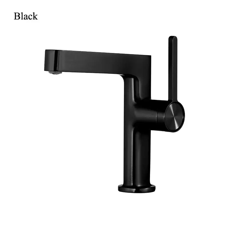 Modern gold and black minimalist basin faucet with black matte finish single-handle design by decorbites basin faucet