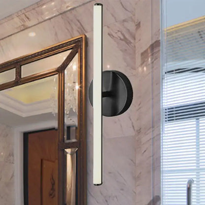 Modern gold and black minimalist wall sconce with a sleek rectangular led light bar featuring a gold finish wall light