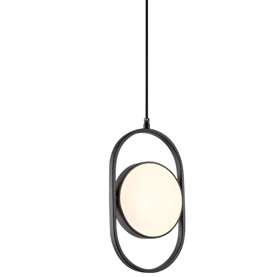 Black metal pendant light with circular frosted glass bulb in a modern gold and black oval pendant lights decorbites gold pendant