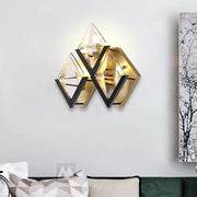 Modern gold and black rhombus wall sconce with geometric metal frames for 110v 120v and 220v 240v lighting use