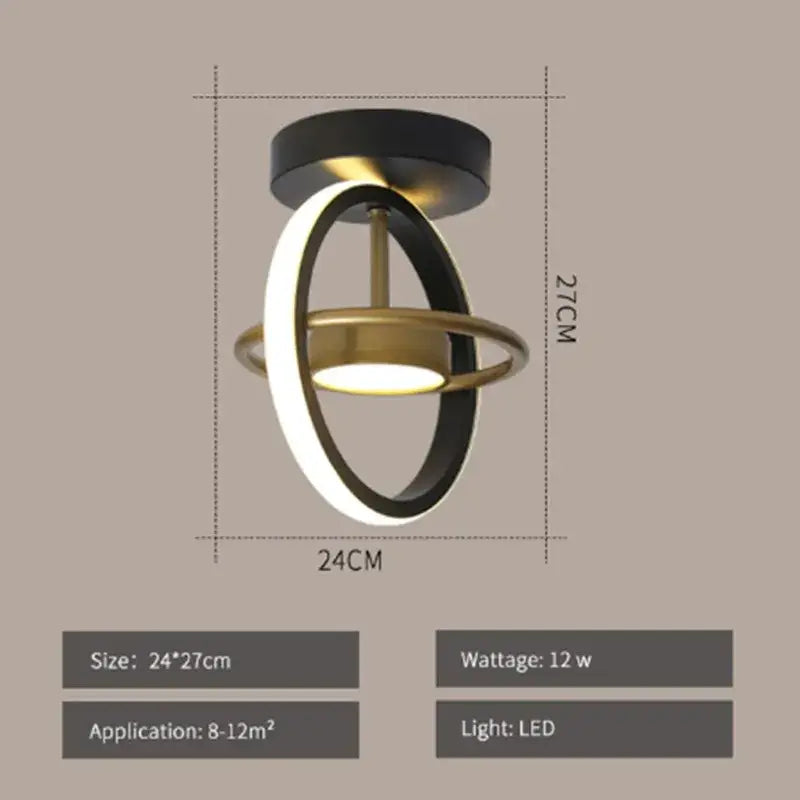 Modern gold and black ring led ceiling light with glowing white circular band for living room decorbites led ceiling light