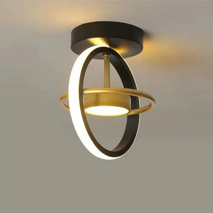 Modern gold and black ring led ceiling light with a sleek circular design emitting warm white light for living room decorbites ceiling light