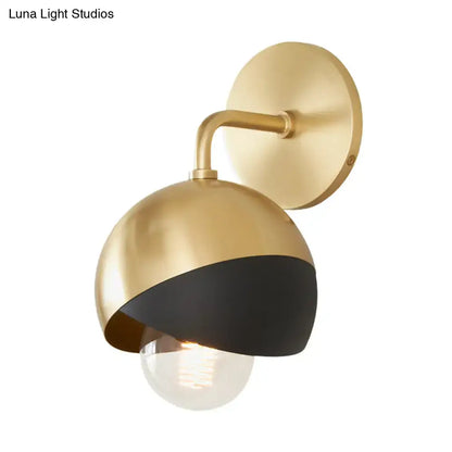 Modern gold and black half-dome wall lamp with sleek design e26 e27 inch fixture ideal for study room lighting