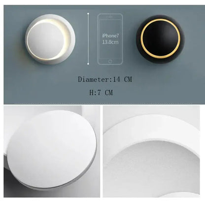 Modern gold black and white decorbites adjustable led crescent wall light with sleek white matte finish and gold accent ring