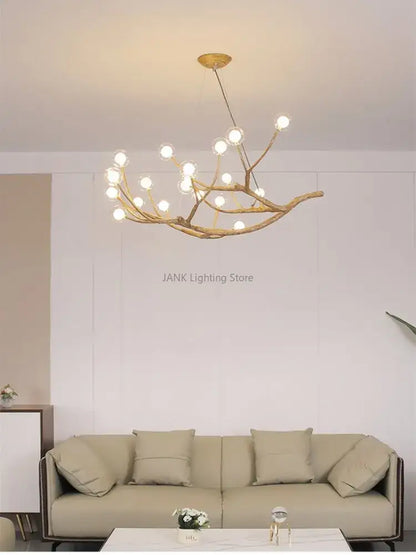 A modern gold branch glass bubble resin pendant light with spherical bulbs for dining room decorbites glass bubble