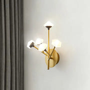 Modern gold branching wall sconce with five geometric acrylic shade wall lights for living room decor