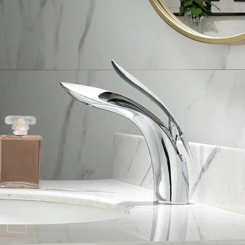 Modern gold brass basin faucet with chrome finish sculpted waterfall design decorbites brass basin faucet for bathroom